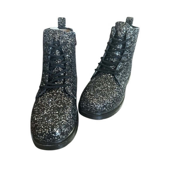 FABKIDS Girls Glitter Combat Boots Black Sparkle Size 5/UK 4/EU 37 - Picture 9 of 9